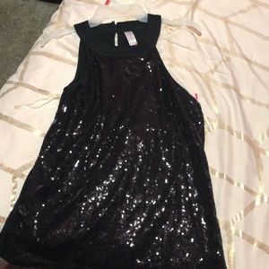 Black glitter tank top